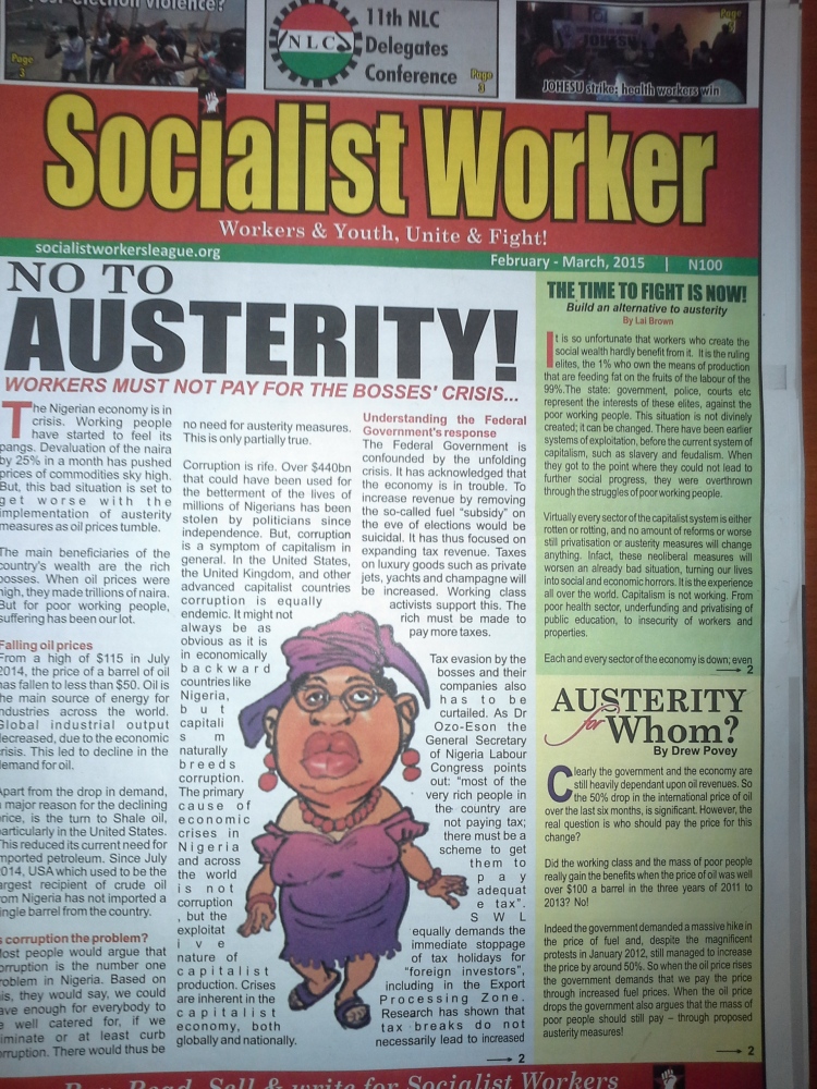 Socialist Worker February-March 2015 Cover, as issued on Wed. Feb. 4 